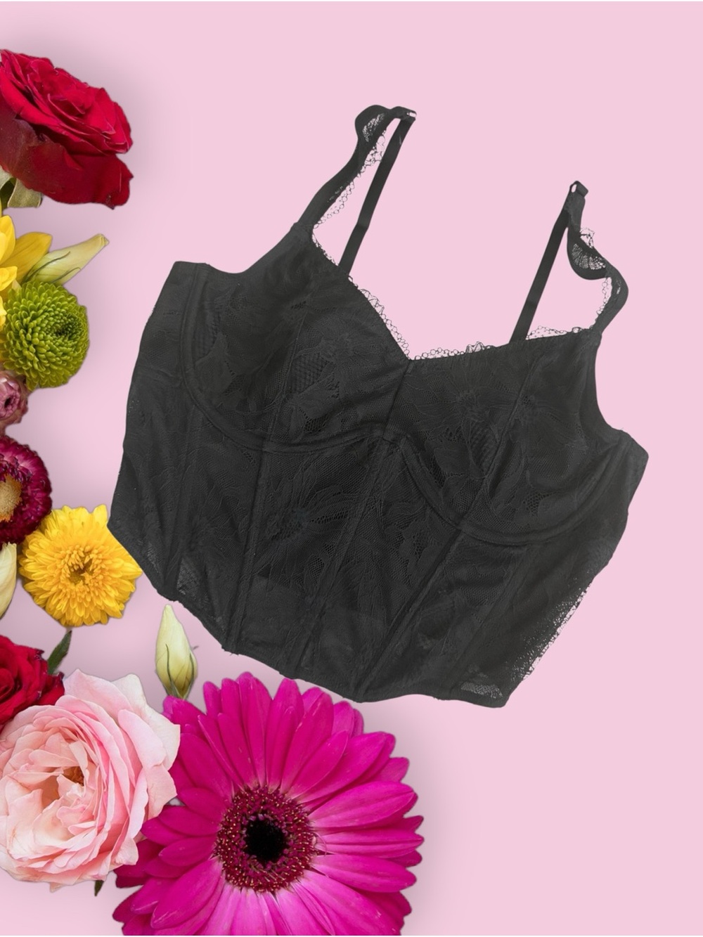 Gilly Hicks Black Lace Bustier Bralette Lace Top